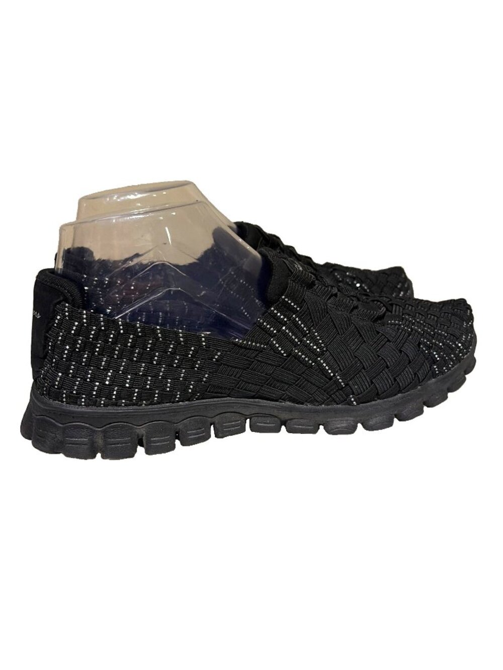 Skechers EZ Flex 2 Slip On Comfort Shoe Womens Size 8 22689 Black Metallic Woven